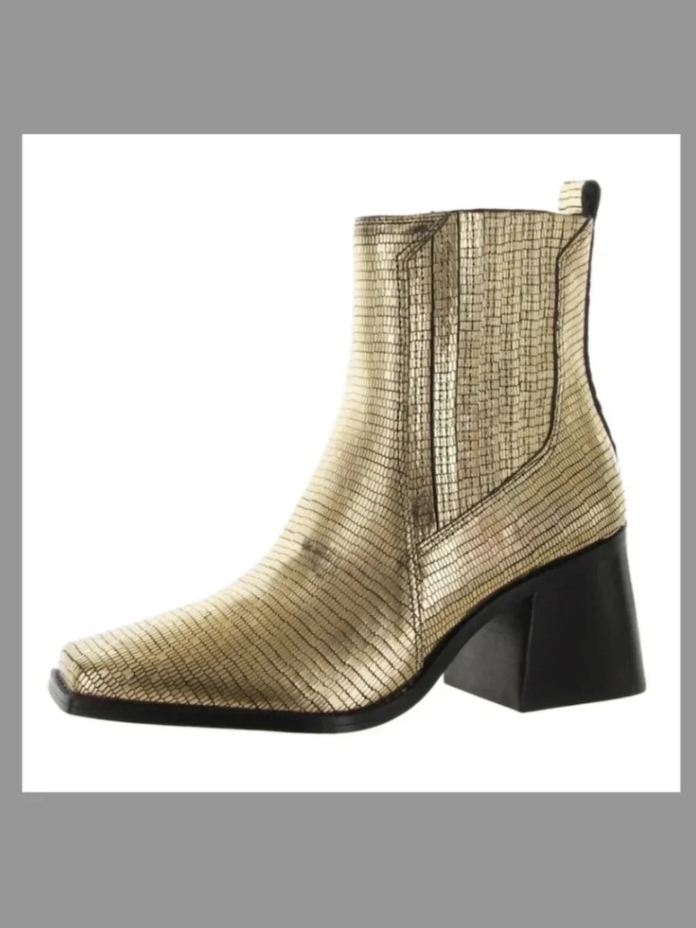Vince Camuto Sojetta Square Toe Bootie Gold Metallic Leather Women's Size 9.5 M